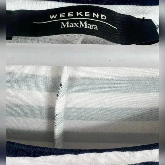 MAX MARA WEEKEND Oversized T-Shirt Dress Blue Striped Short Sleeve Midi M $485 - Picture 4 of 5